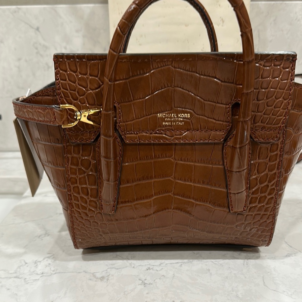 Micheal Kors Campbell Mini Crocodile Embossed Leather Satchel - Picture 15 of 17